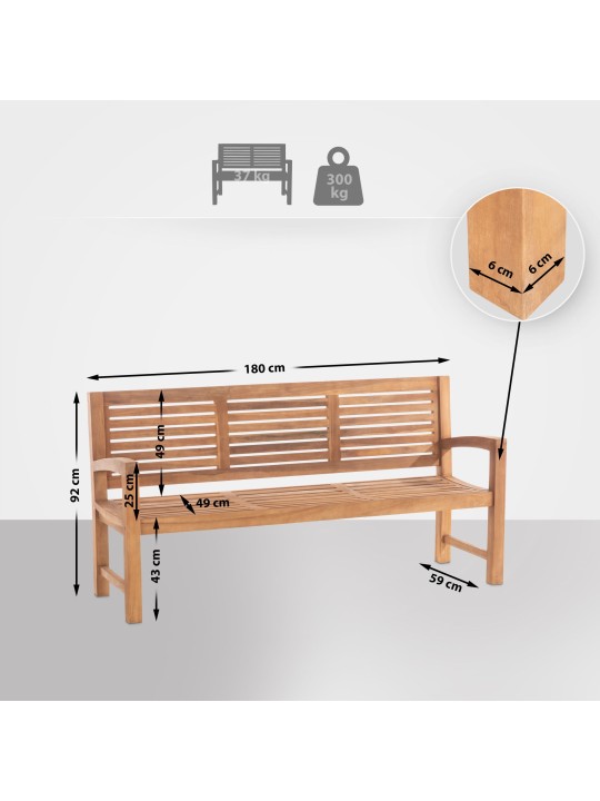 Banco de teca Halden 180 cm, teca