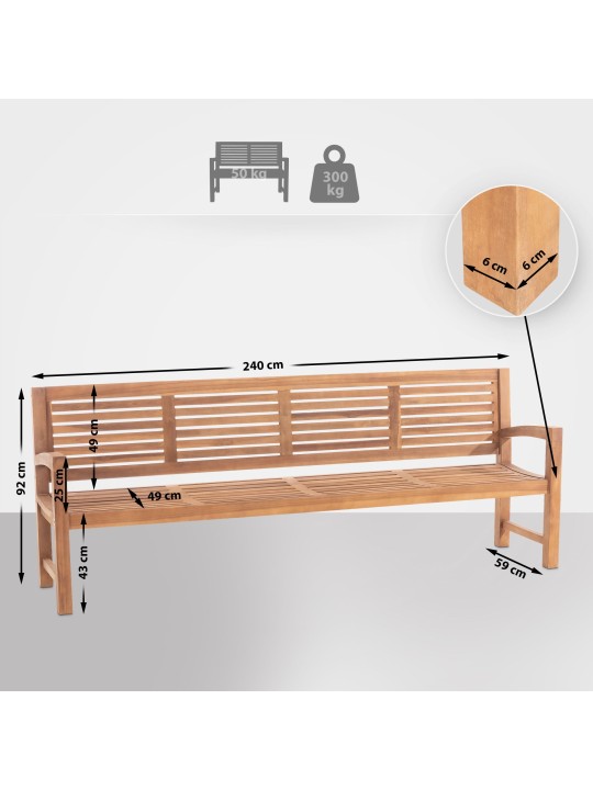 Banco de teca Halden 240 cm, teca