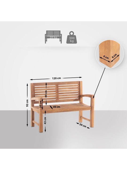 Banco de teca Halden 120 cm, teca Banco de teca Halden 120 cm, teca