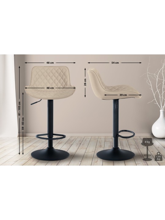 Taburete de bar Minosa piel sintética, crema