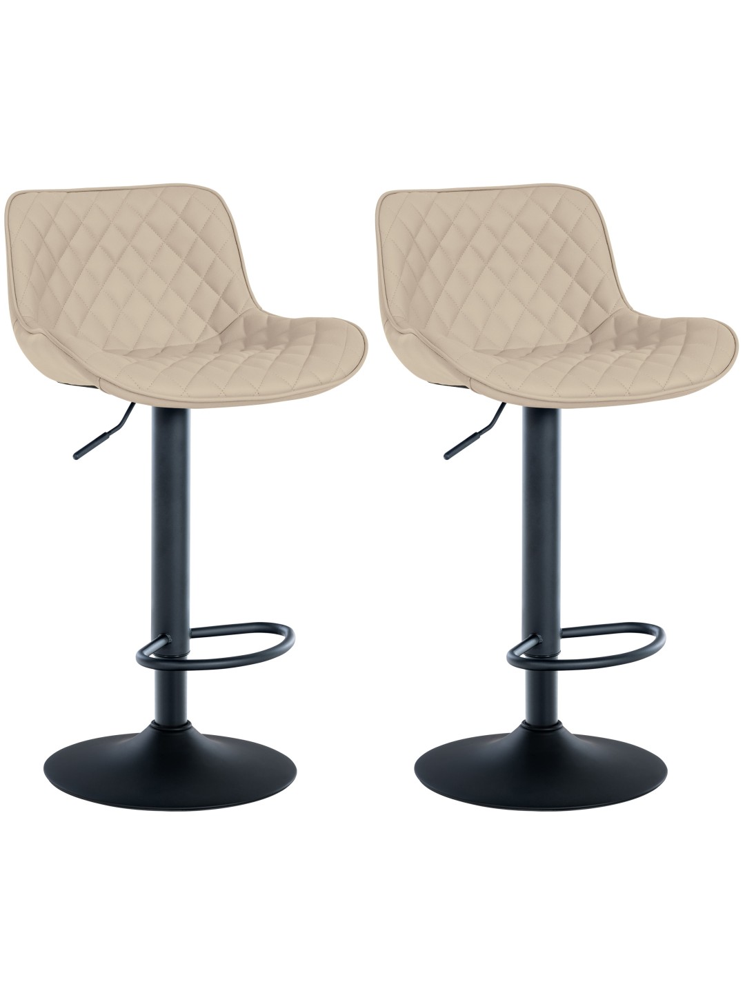 Juego de 2 taburetes de bar Minosa de piel sintética, crema