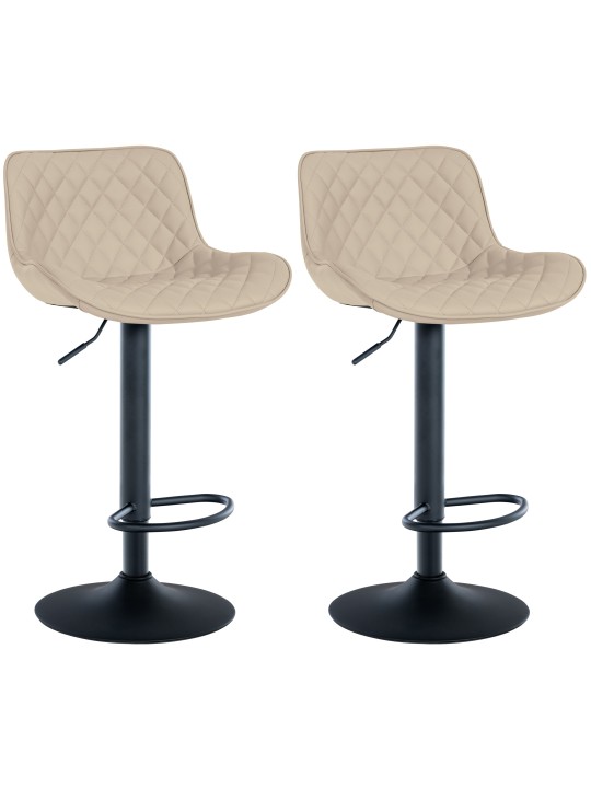 Juego de 2 taburetes de bar Minosa de piel sintética, crema