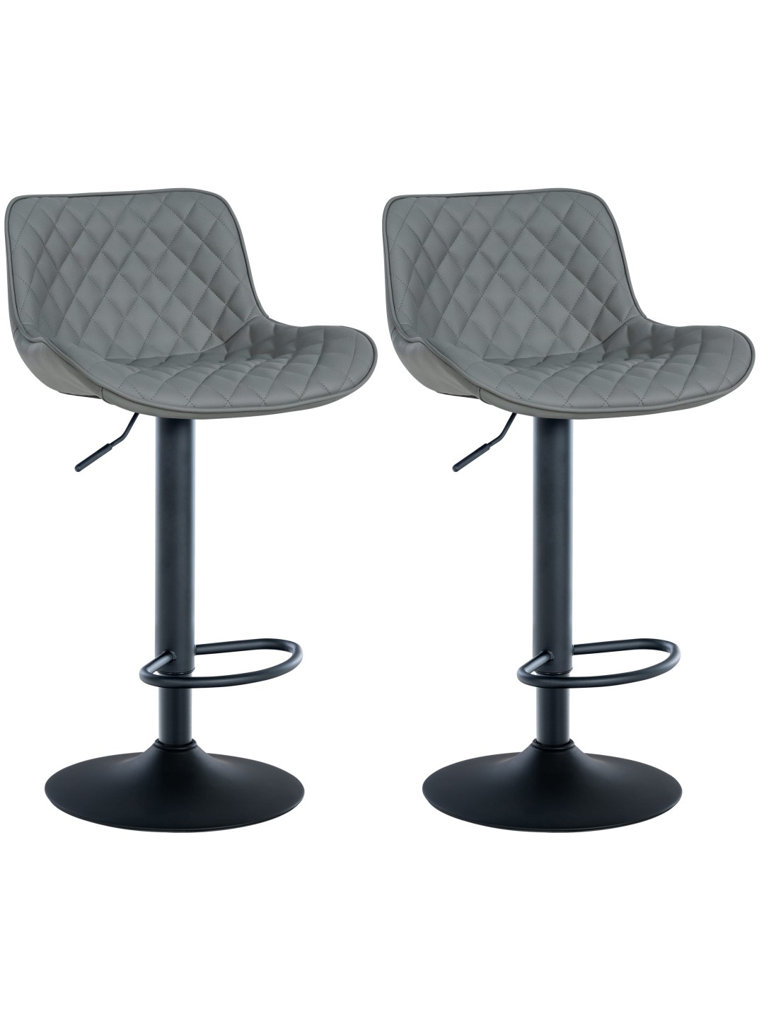 Juego de 2 taburetes de bar Minosa de piel sintética, gris