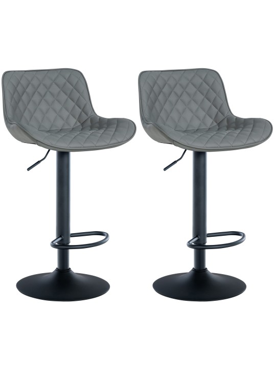 Juego de 2 taburetes de bar Minosa de piel sintética, gris