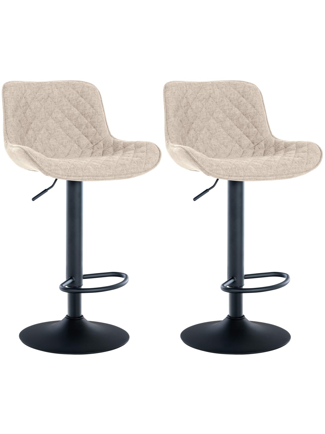 Juego de 2 taburetes de bar tela Minosa, taupe