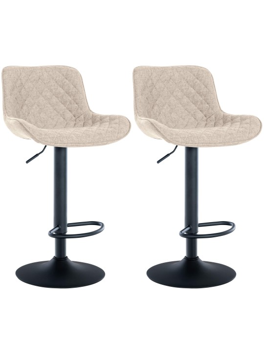 Juego de 2 taburetes de bar tela Minosa, taupe
