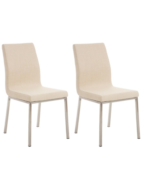 Juego de 2 sillas de comedor tela Colmar, crema