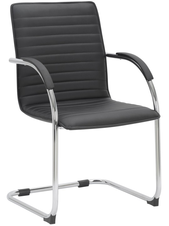 Juego de 2 sillas de visita Tira piel sintética, negro