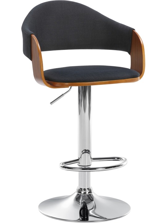 Taburete de bar Nilse tela cromo, nogal/negro