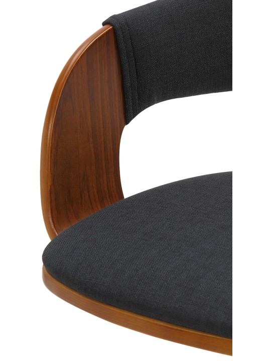 Taburete de bar Nilse tela cromo, nogal/negro