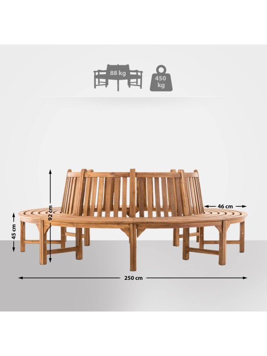 Banco de árbol Novum alrededor de 250 cm, teca