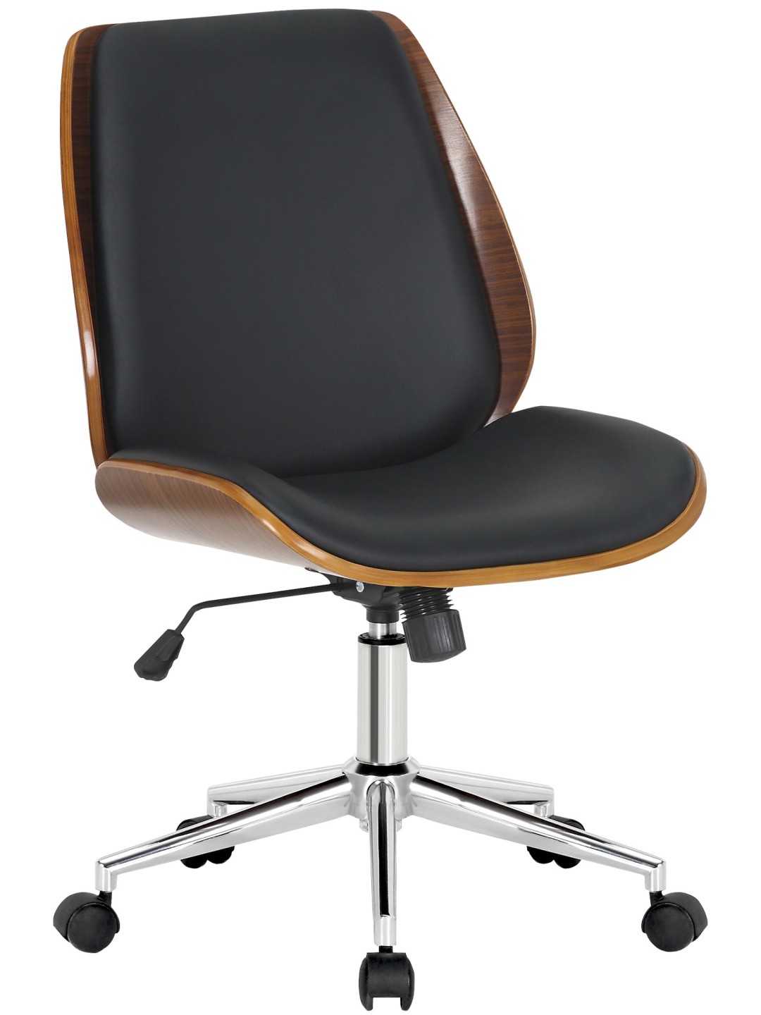 Silla de oficina Mitch cromo, nogal/negro