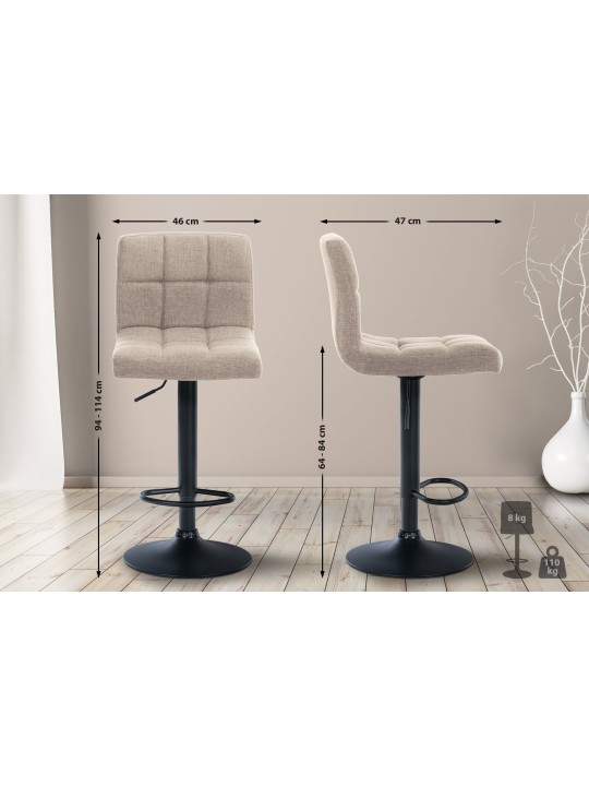 Taburete de bar Calma tela, crema