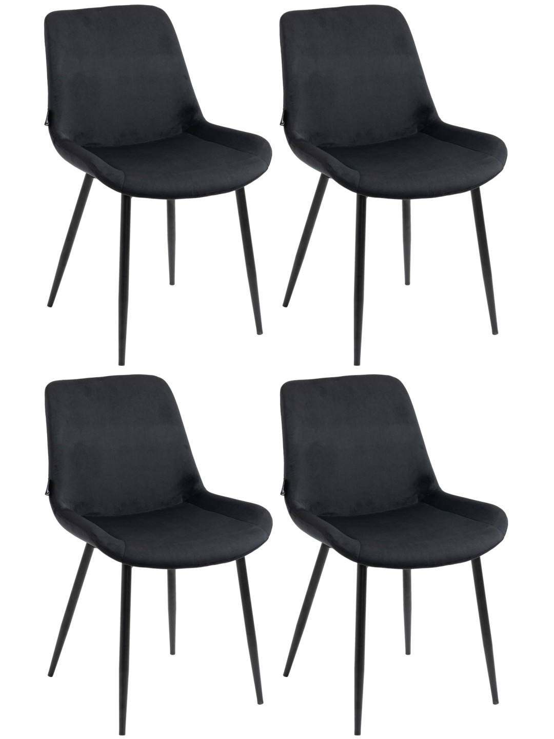 Juego de 4 sillas de comedor Victoria terciopelo, negro