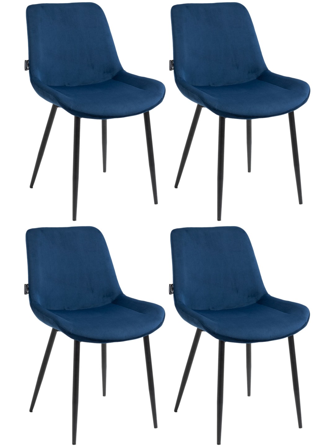 Juego de 4 sillas de comedor Victoria terciopelo, azul