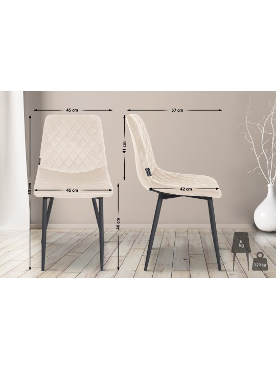 Silla Telde terciopelo, crema Silla Telde terciopelo, crema