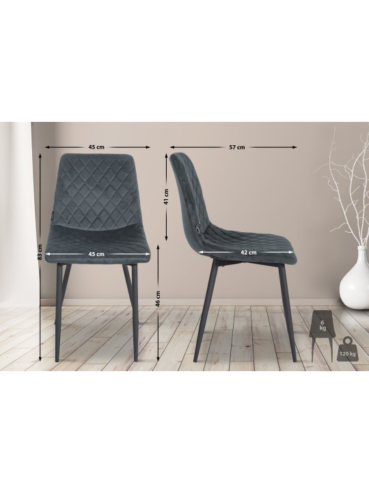 Silla Telde terciopelo, gris oscuro Silla Telde terciopelo, gris oscuro