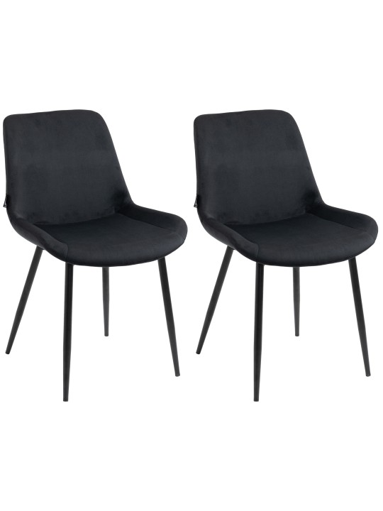 Juego de 2 sillas de comedor Victoria terciopelo, negro