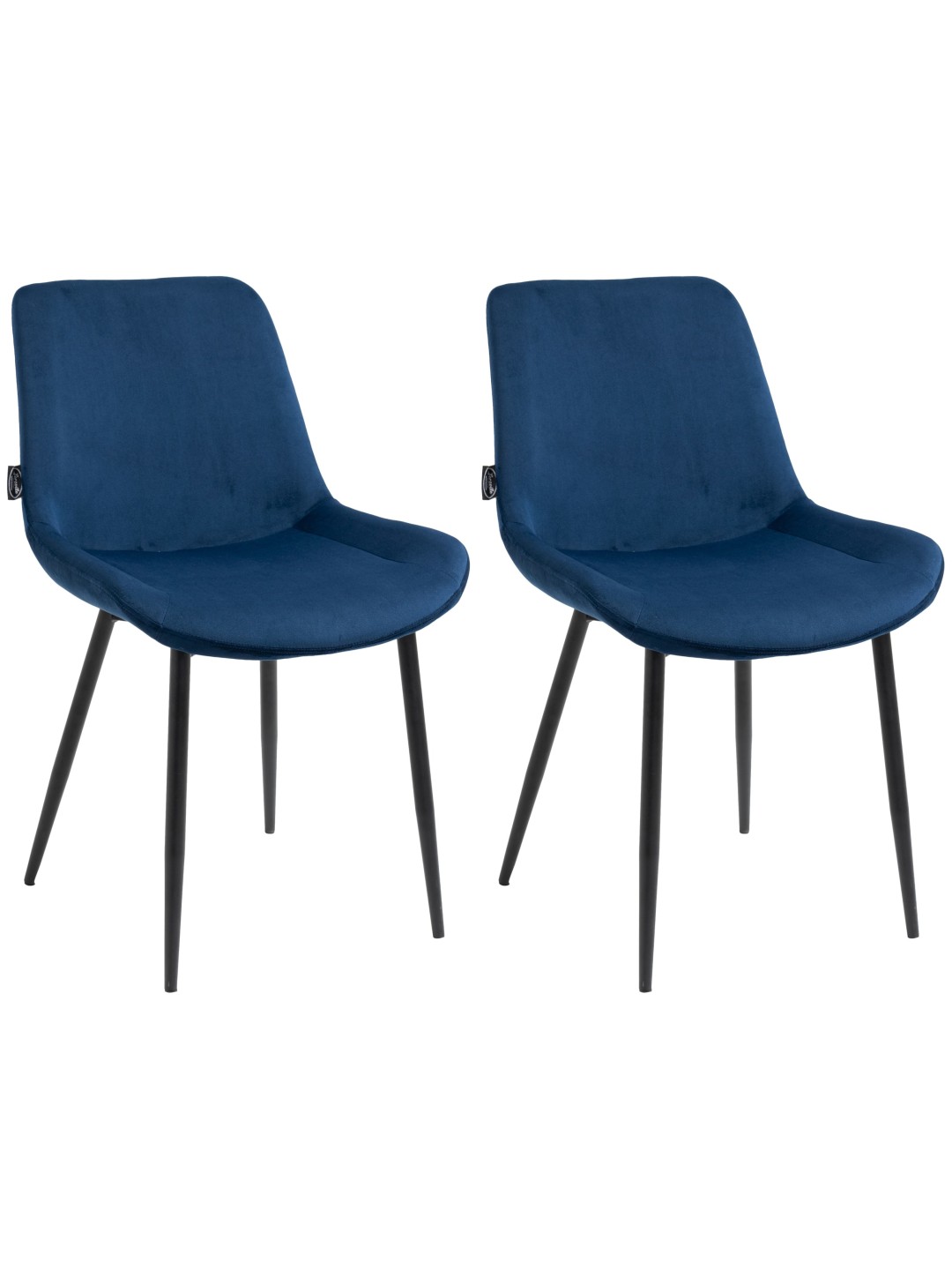 Juego de 2 sillas de comedor Victoria terciopelo, azul