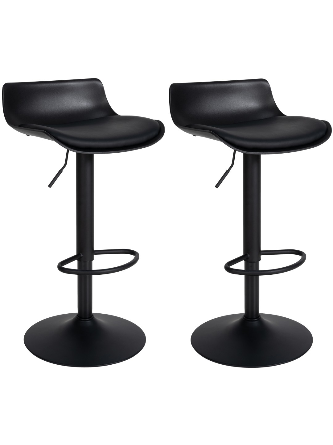 Juego de 2 taburetes de bar Aveiro piel sintética, negro