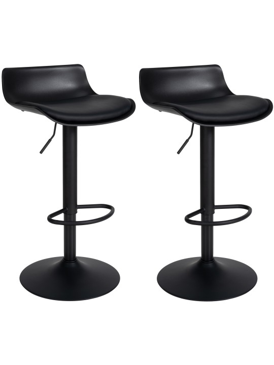 Juego de 2 taburetes de bar Aveiro piel sintética, negro