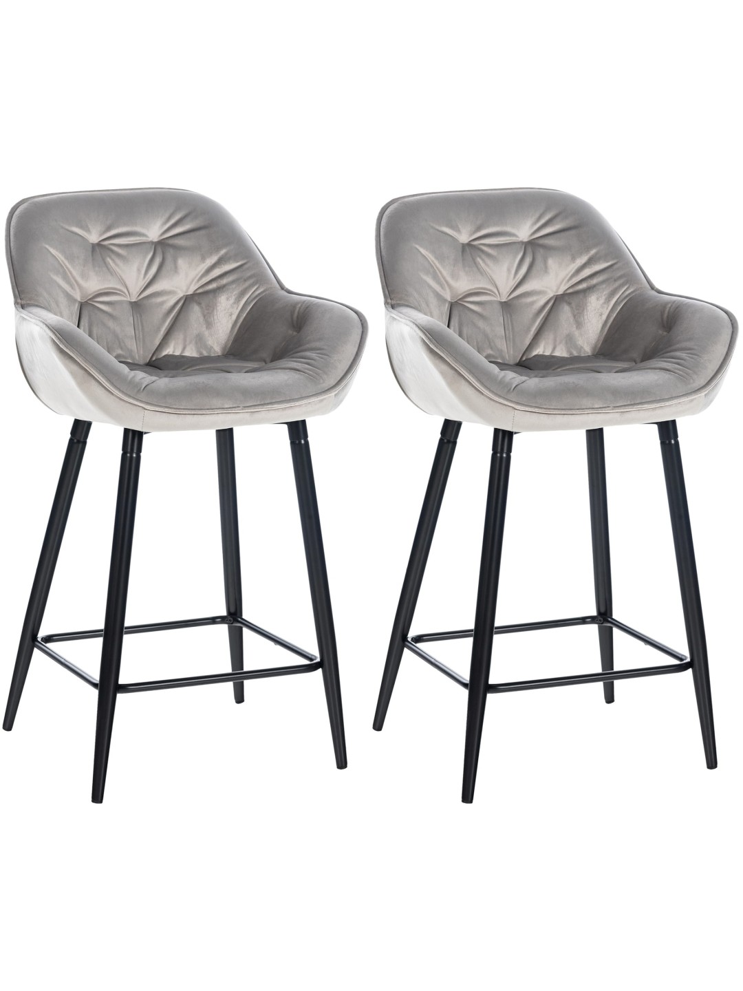 Juego de 2 taburetes de bar Gibson 76 terciopelo, gris