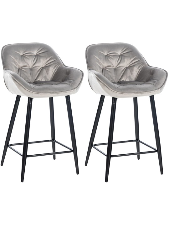 Juego de 2 taburetes de bar Gibson 76 terciopelo, gris