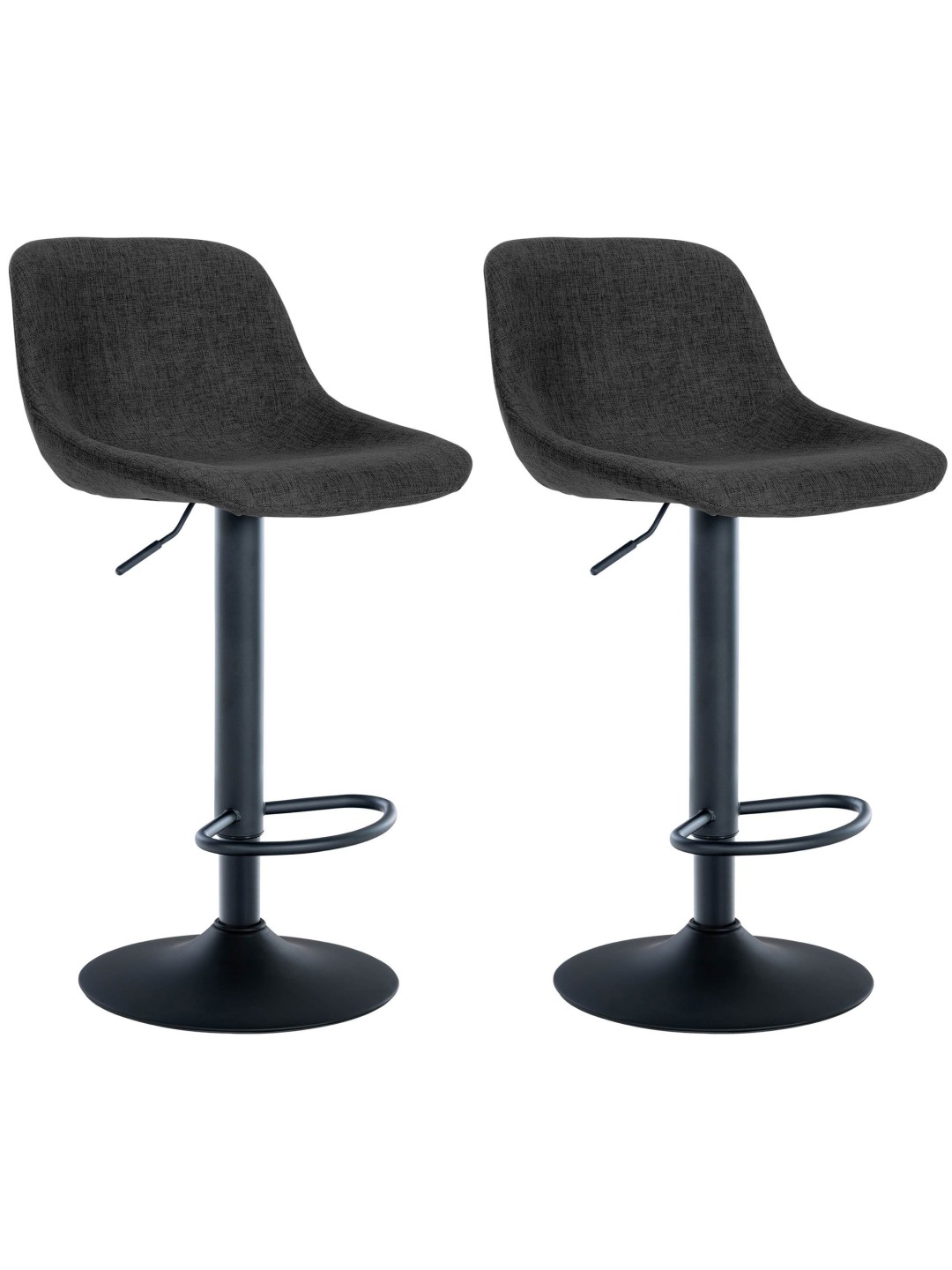 Juego de 2 taburetes de bar tela loft, negro