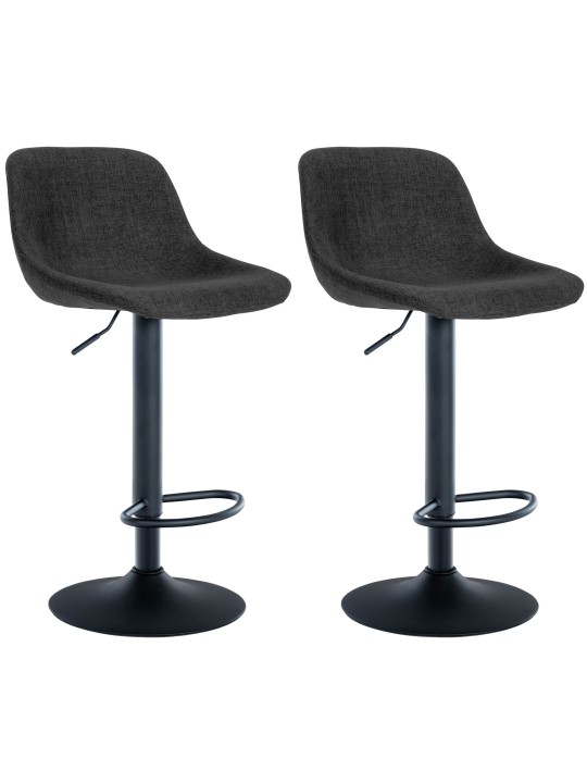 Juego de 2 taburetes de bar tela loft, negro