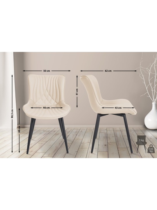 Silla Brady símil piel, crema