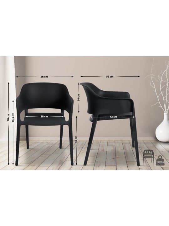 Conjunto de 2 sillas apilables Puebla, negro