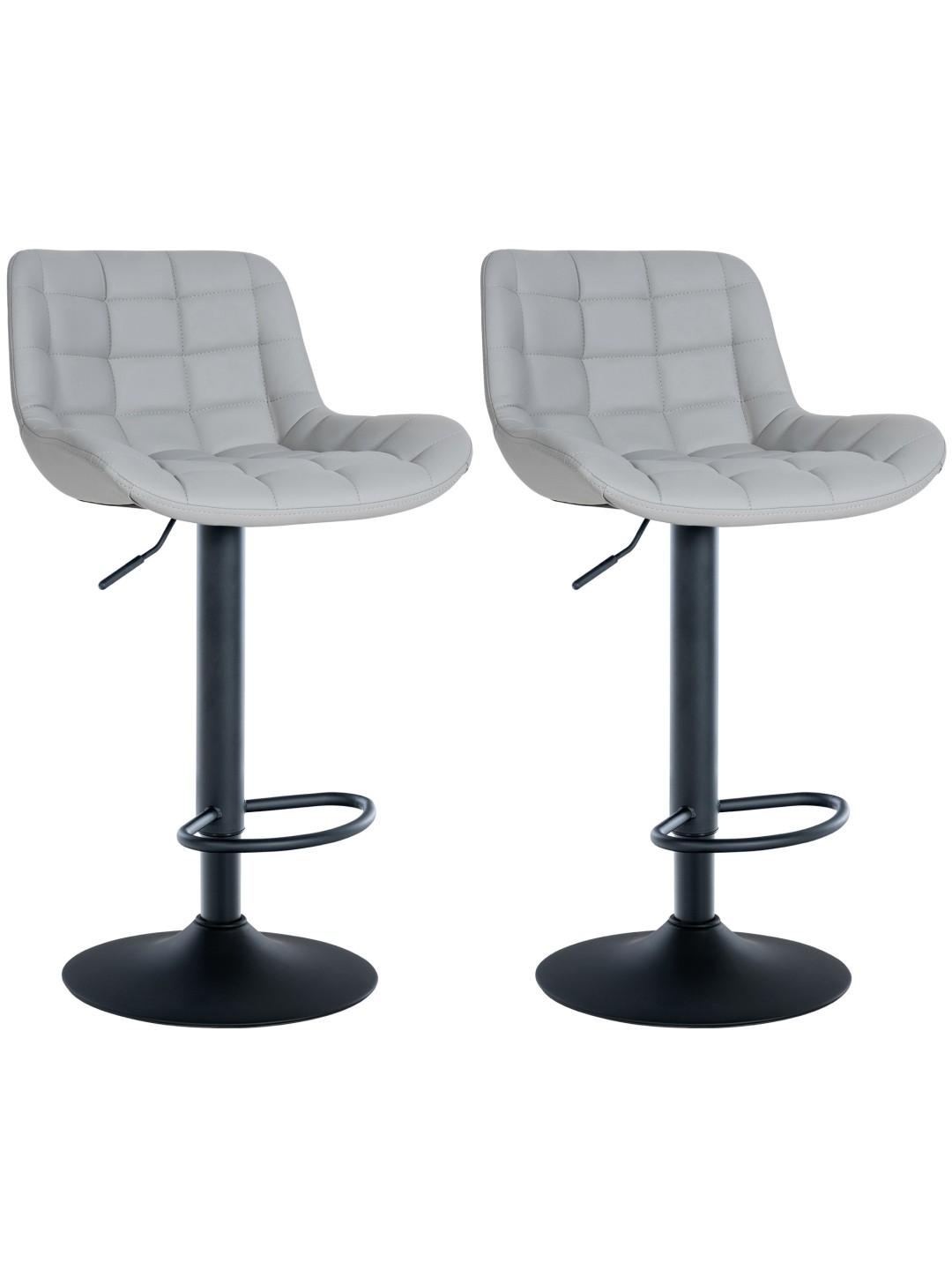 Juego de 2 taburetes de bar Tover de piel sintética, gris