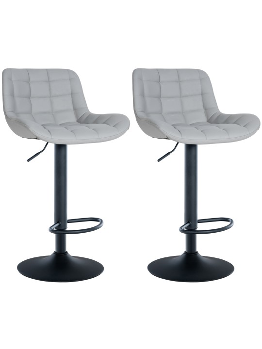 Juego de 2 taburetes de bar Tover de piel sintética, gris Juego de 2 taburetes de bar Tover de piel sintética, gris