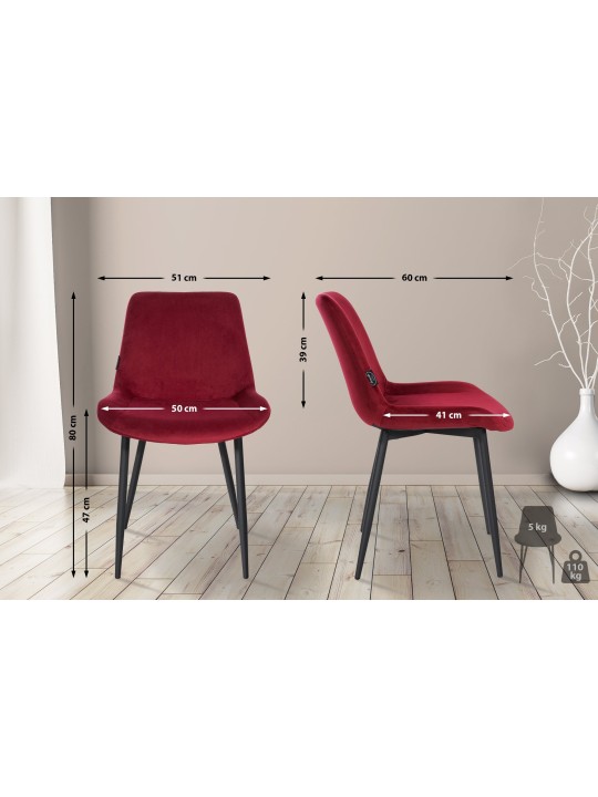 Silla de comedor Victoria terciopelo, rojo