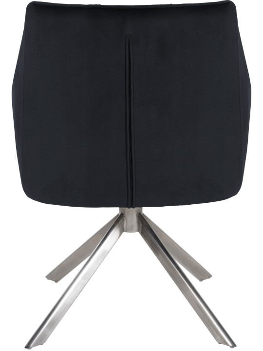 Silla de comedor Columpio terciopelo acero inoxidable, negro
