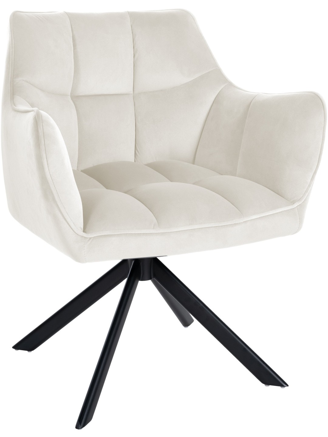 Silla de comedor columpio de terciopelo, crema