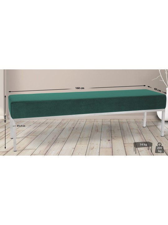 Banco 4 plazas Lamega terciopelo, verde