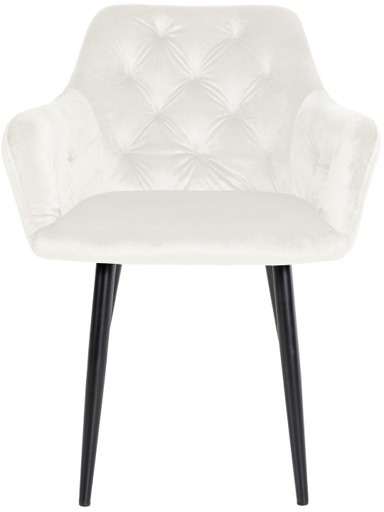 Silla de comedor de terciopelo Stanley, crema