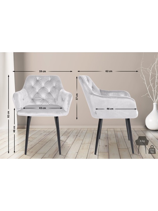 Silla de comedor de terciopelo Stanley, gris