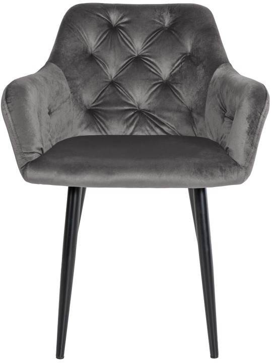 Silla de comedor de terciopelo Stanley, gris oscuro
