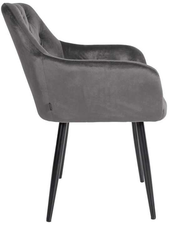 Silla de comedor de terciopelo Stanley, gris oscuro