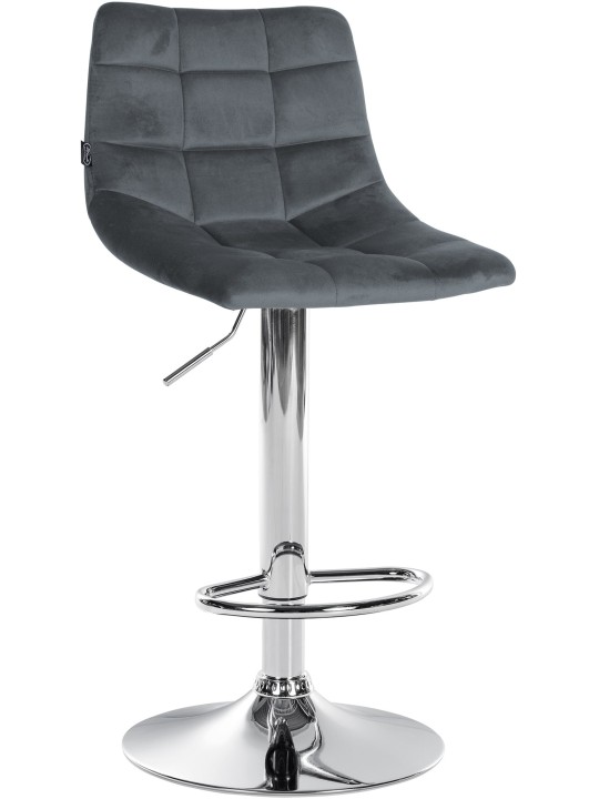 Juego de 2 taburetes de bar Jerry terciopelo cromado, gris oscuro Juego de 2 taburetes de bar Jerry terciopelo cromado, gris oscuro