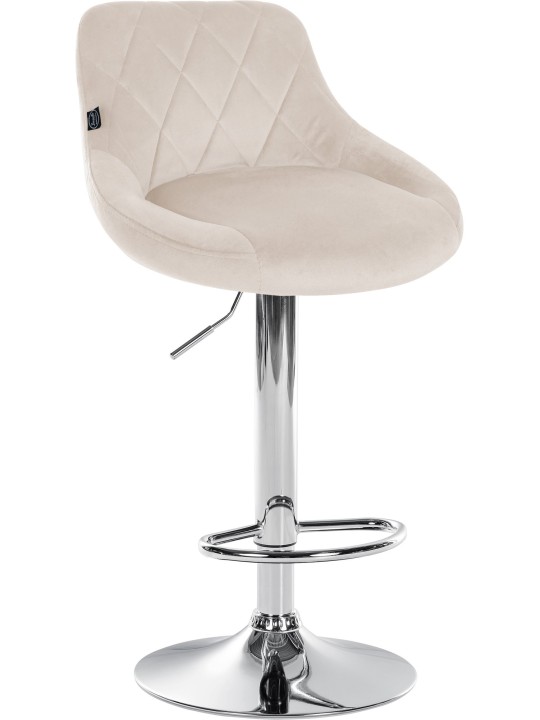 Juego de 2 taburetes de bar Lazio terciopelo cromado, crema Juego de 2 taburetes de bar Lazio terciopelo cromado, crema