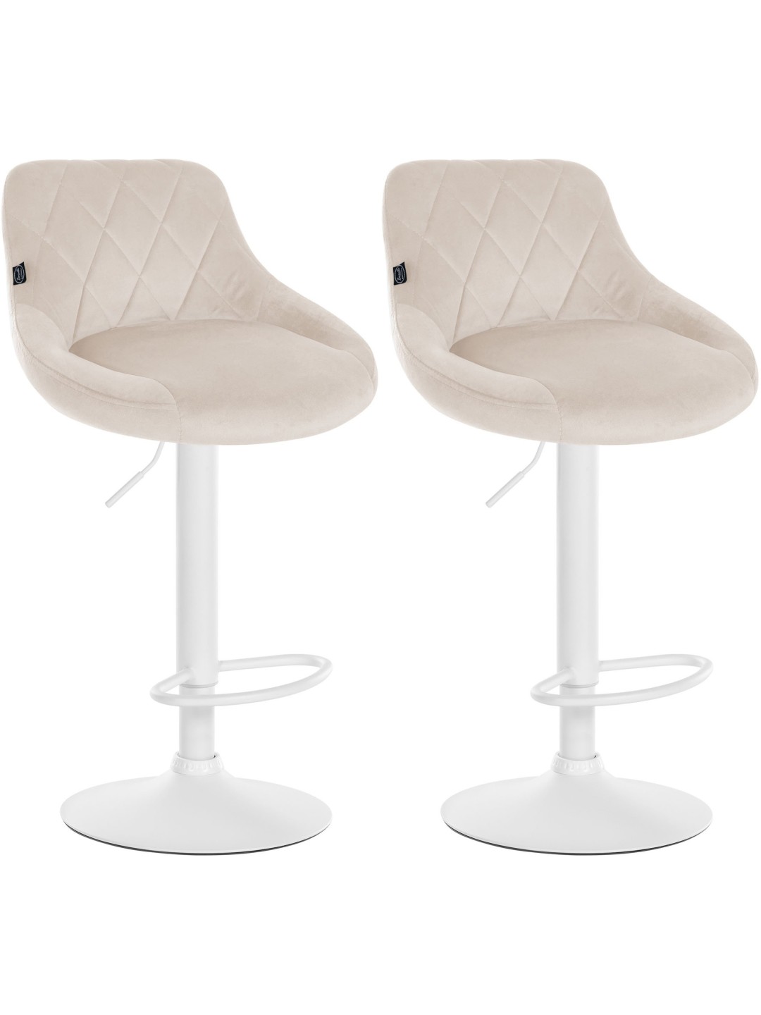 Juego de 2 taburetes de bar Lazio terciopelo, crema