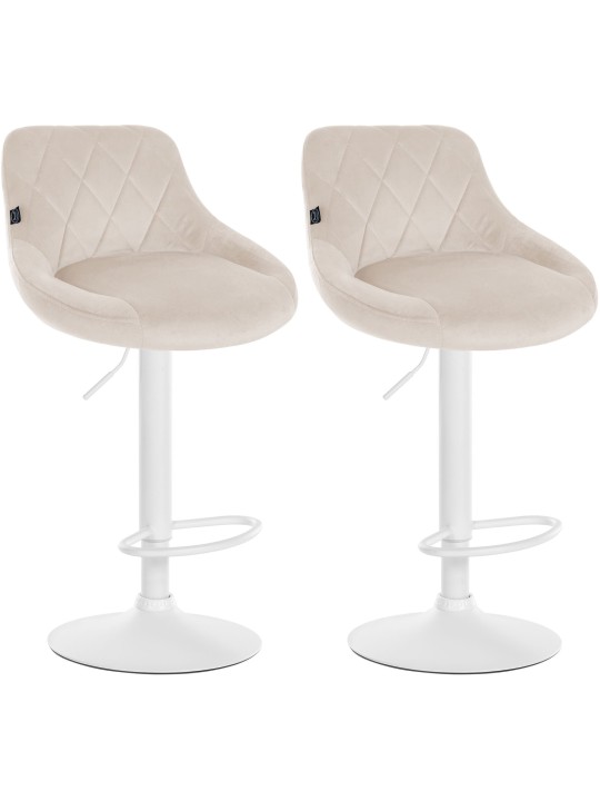 Juego de 2 taburetes de bar Lazio terciopelo, crema Juego de 2 taburetes de bar Lazio terciopelo, crema