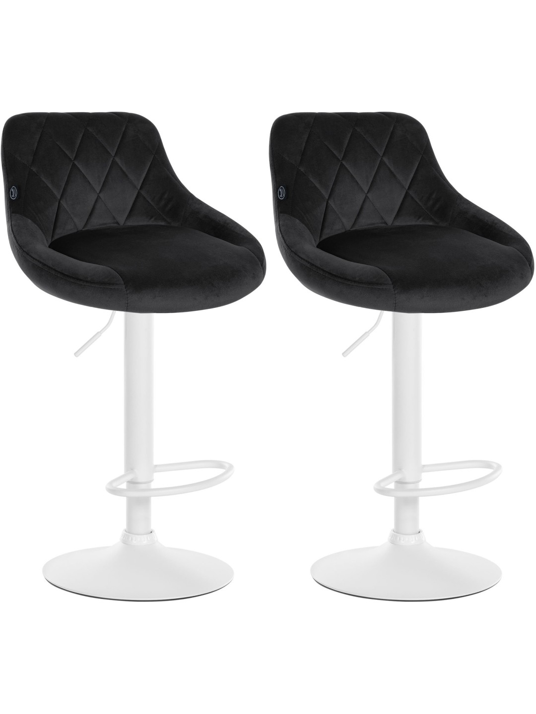 Juego de 2 taburetes de bar Lazio terciopelo, negro