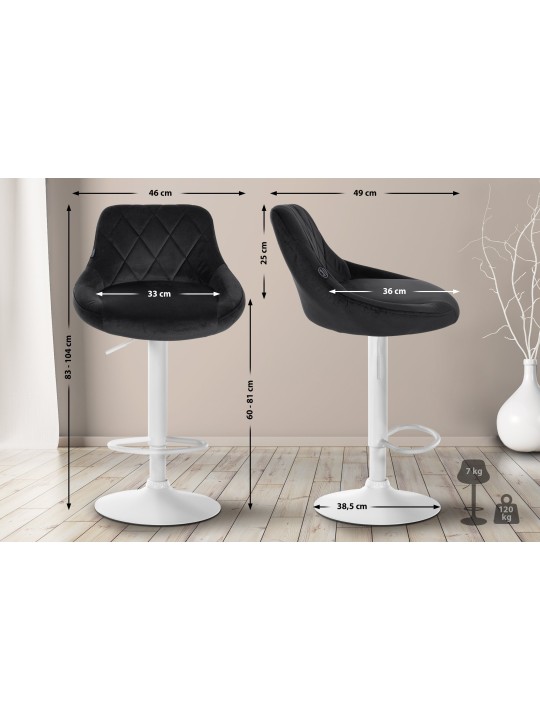 Juego de 2 taburetes de bar Lazio terciopelo, negro Juego de 2 taburetes de bar Lazio terciopelo, negro