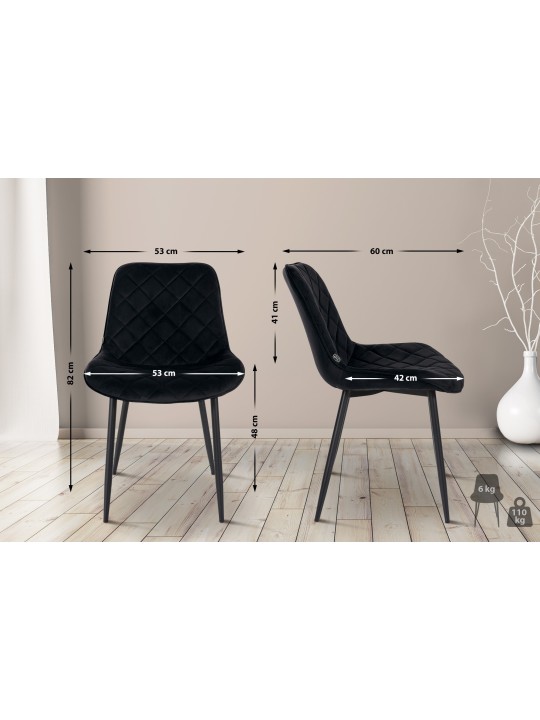 Silla Muelles Terciopelo, negro