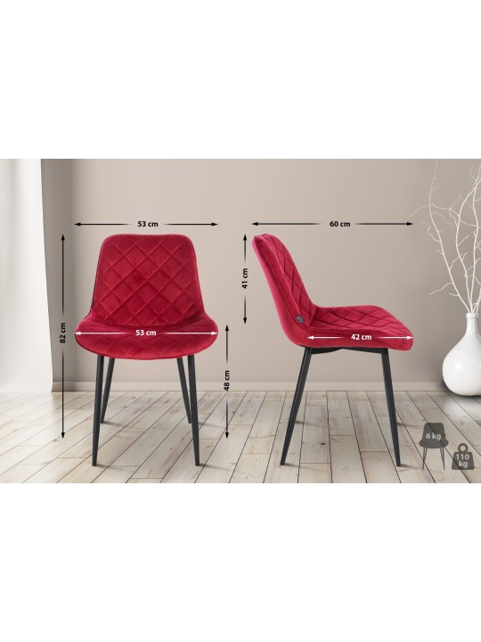 Silla Muelles Terciopelo, rojo Silla Muelles Terciopelo, rojo