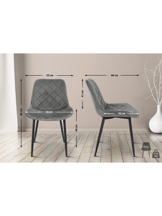 Silla Muelles Terciopelo, gris Silla Muelles Terciopelo, gris